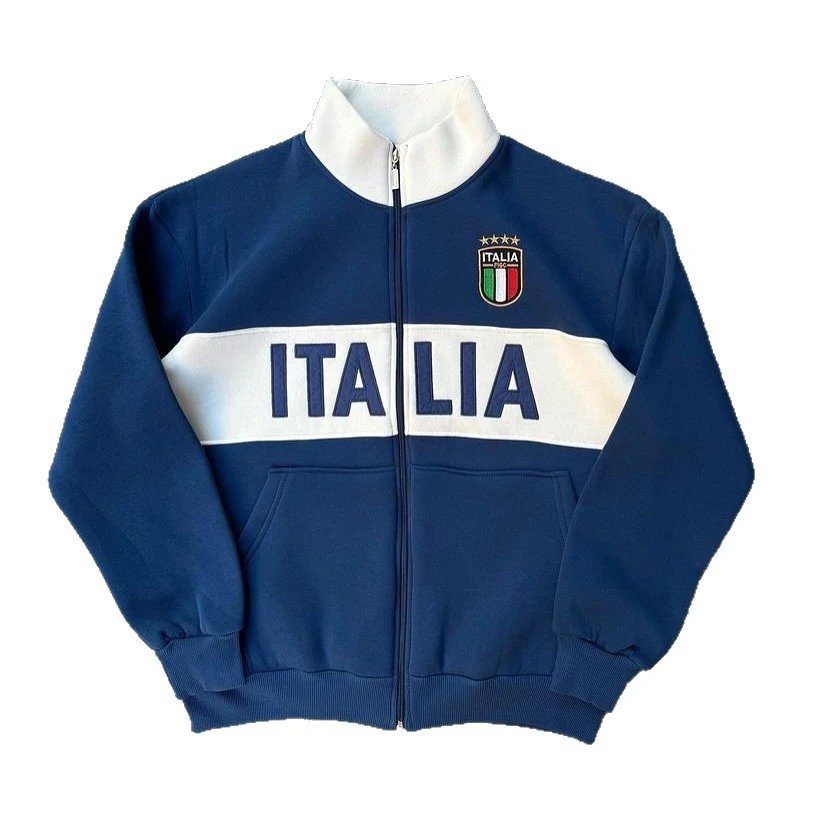 Italia Blue and White Zip-Up Jacket