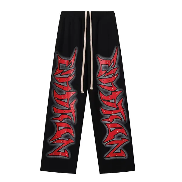 Design Graphic Print Studded Sweatpants Black - 1