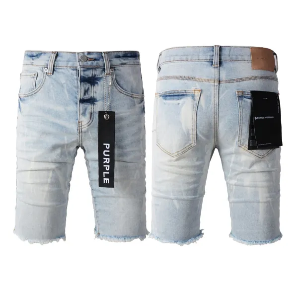 Purple Brand Distressed Light Wash Denim Shorts - 1