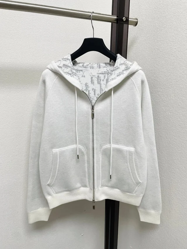 Dior Hoodies & Sweatshirts Reversible knit zip-up hoodie with all-over logo pattern product detail image 7
