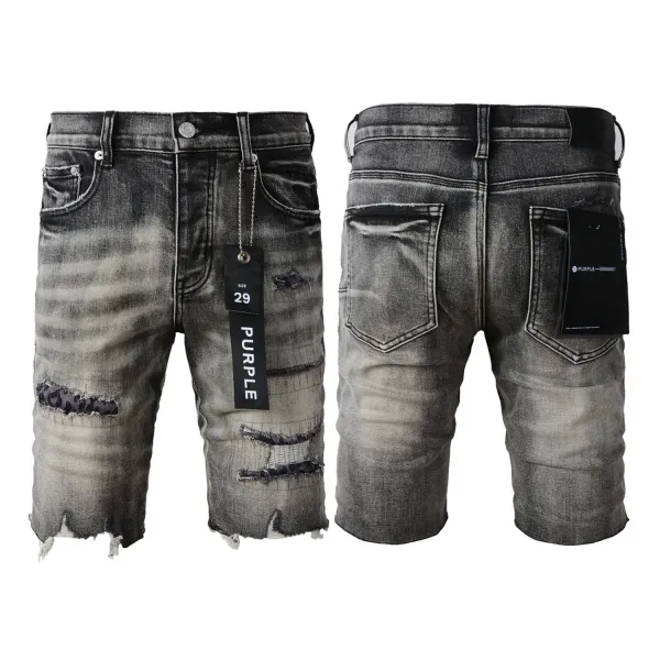 Purple Brand Distressed Ripped Denim Shorts Gray - 1