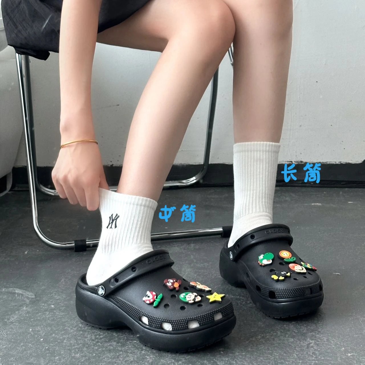 Champion C Logo Ankle Socks Gray - 3