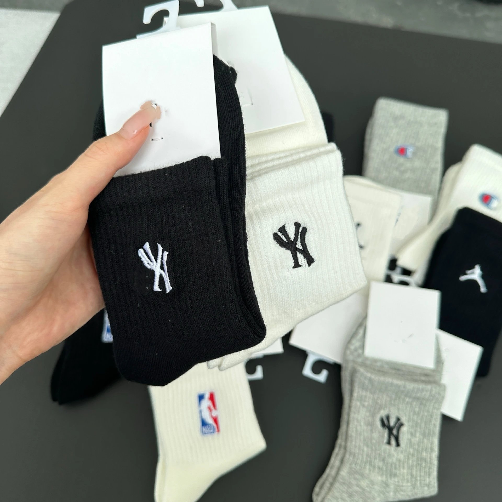 Champion C Logo Ankle Socks Gray - 9