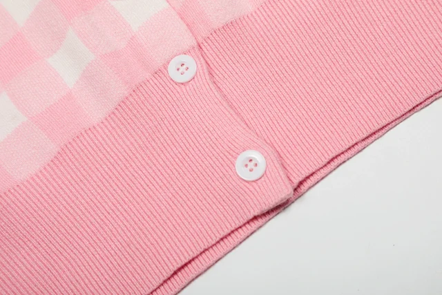 Polo Ralph Lauren Knitwear Short-sleeve gingham knit cardigan with embroidered pony logo product detail image 8