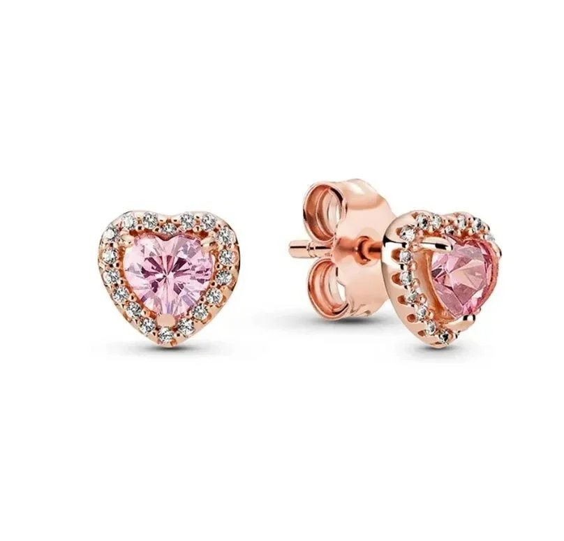 Unbranded Jewelry Heart-shaped crystal pendant necklace — BB-16 (rose gold powder earrings)