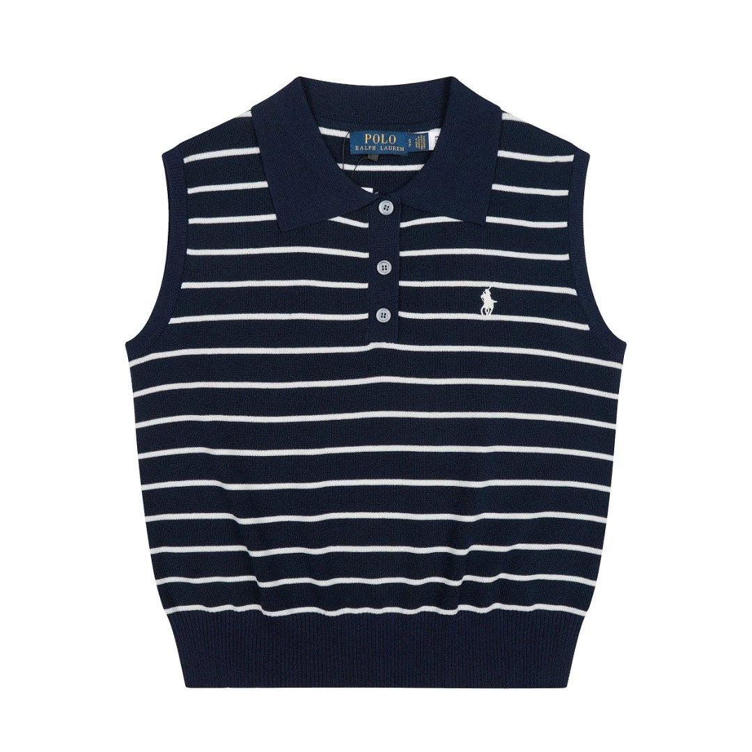 Polo Ralph Lauren Vests Sleeveless knit vest — Navy blue stripes