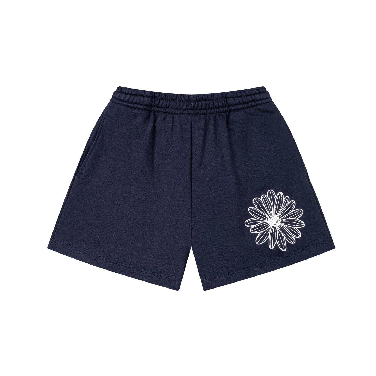 Unbranded Shorts Elastic-Waist Daisy Graphic — Navy blue and white