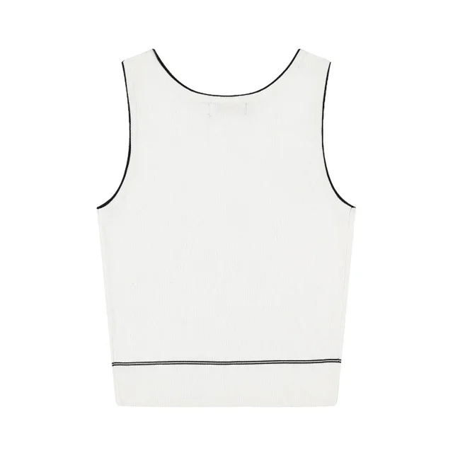 Ralph Lauren Knitwear Rib-Knit Tank Top with Contrast Piping and Embroidered Pony product detail image 3