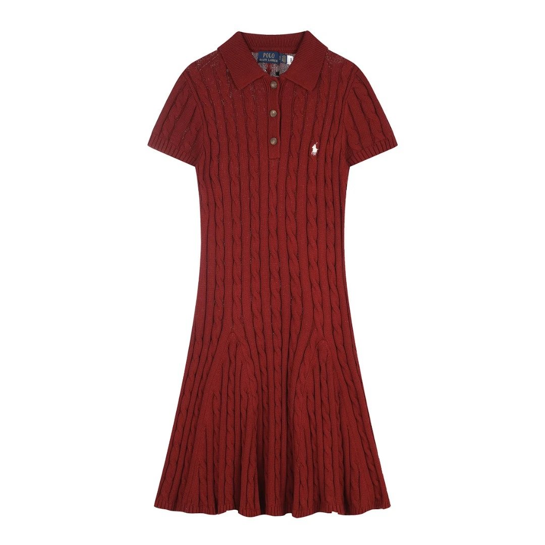 Polo Ralph Lauren Dresses Cable-Knit Short-Sleeve Dress — Ankela Red