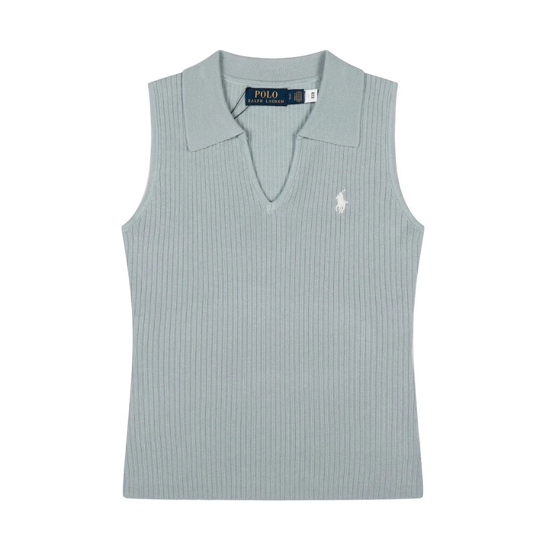 Polo Ralph Lauren Knitwear Rib-Knit Sleeveless Polo-Collar Top image 2