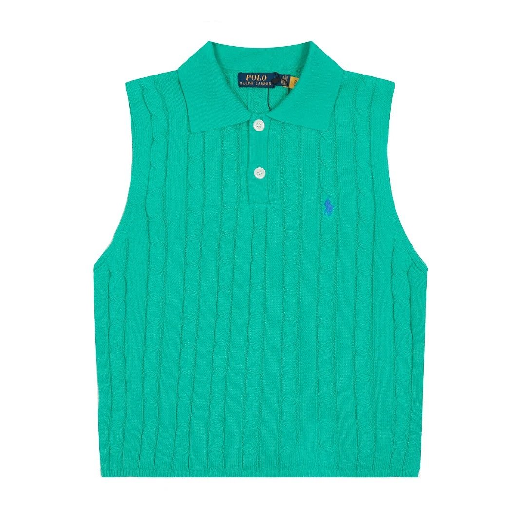 Polo Ralph Lauren Vests Cable-Knit Collar Sweater Vest — Deep green