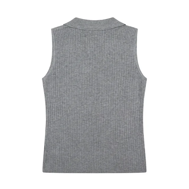 Polo Ralph Lauren Knitwear Rib-Knit Sleeveless Polo-Collar Top product detail image 3