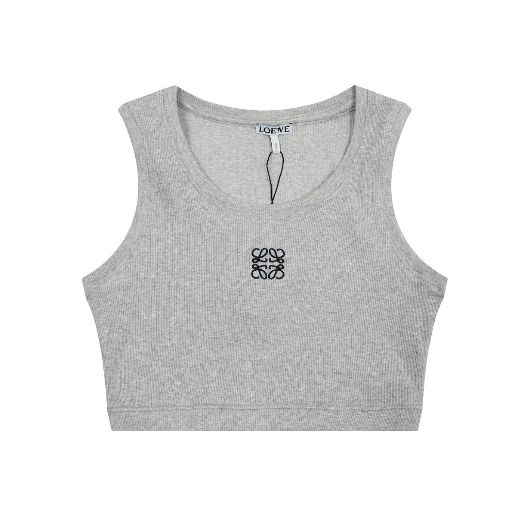 Loewe Knitwear Ribbed Cropped Tank Top with Anagram Embroidery image 4