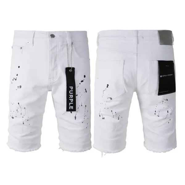 Purple Brand Paint Splatter Denim Shorts White - 1