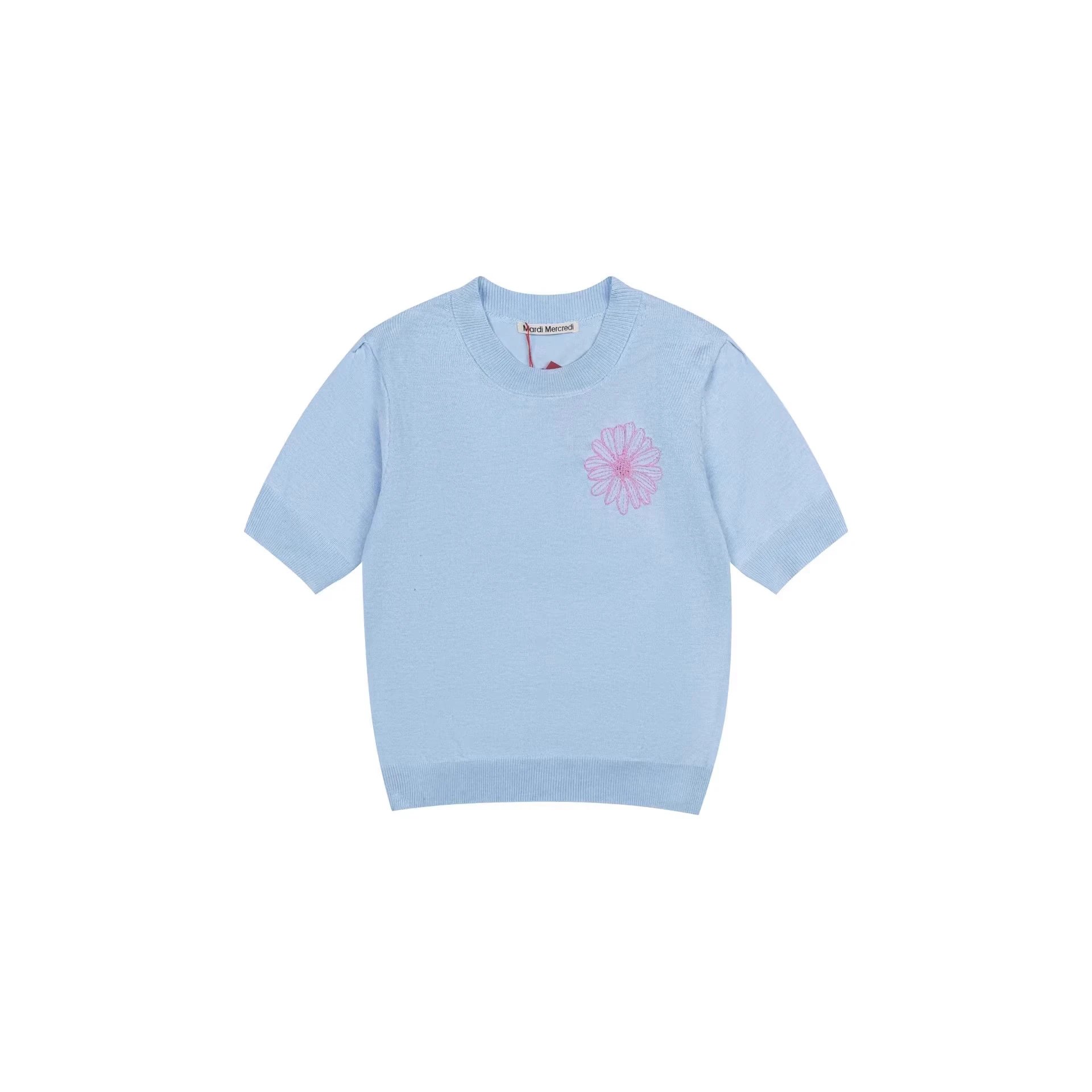 Mardi Mercredi Knitwear Daisy Embroidered Short-Sleeve Knit Top image 3