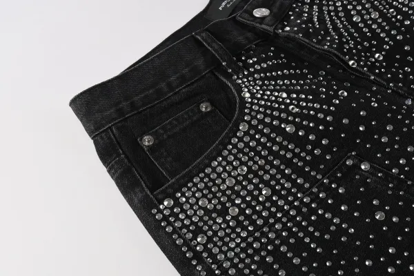 Design Diamond Crystal-Embellished Denim Shorts Blue Shorts - 3