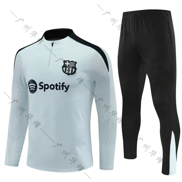 FC Barcelona Training Top and Pants Set White / Black Activewear Tracksuit - 1