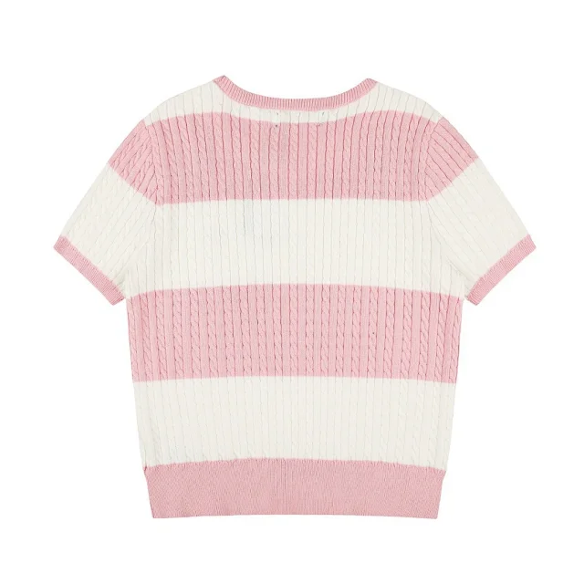 Polo Ralph Lauren Matching Sets Striped cable-knit short-sleeve top and pleated skirt set product detail image 20