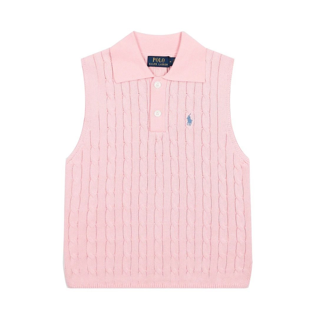 Polo Ralph Lauren Vests Cable-Knit Collar Sweater Vest — Light pink