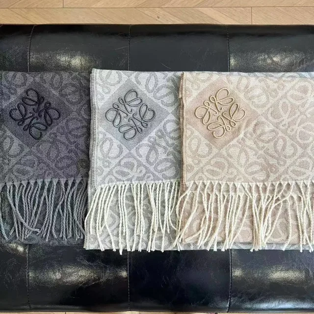 Loewe Scarves Anagram-pattern fringed scarf product detail image 23