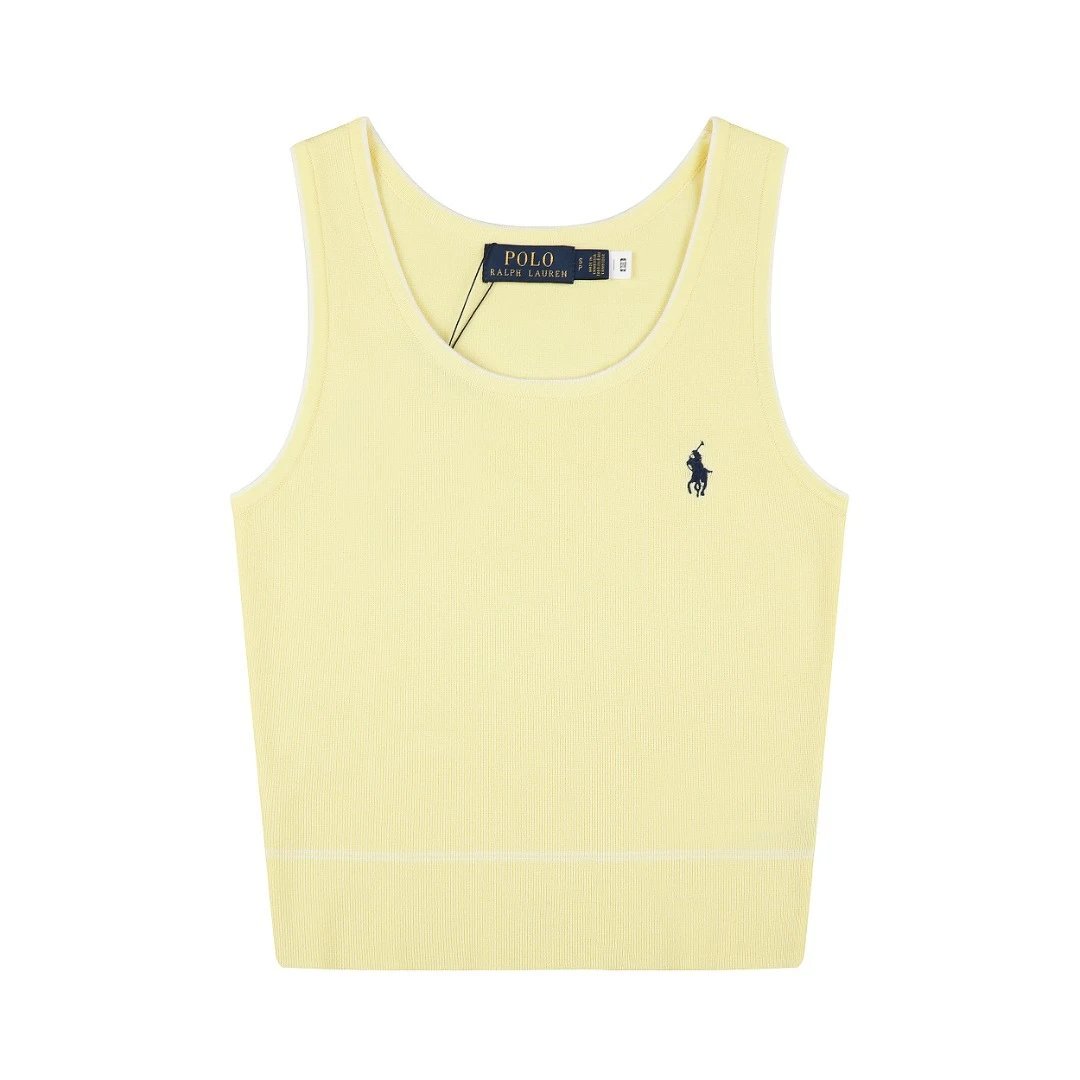 Ralph Lauren Knitwear Rib-Knit Tank Top with Contrast Piping and Embroidered Pony image 4
