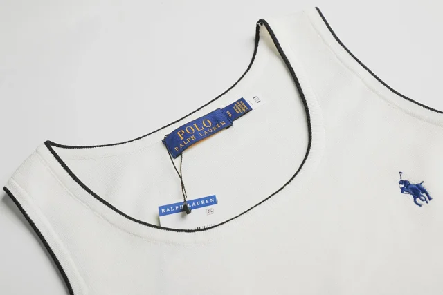 Ralph Lauren Knitwear Rib-Knit Tank Top with Contrast Piping and Embroidered Pony product detail image 4