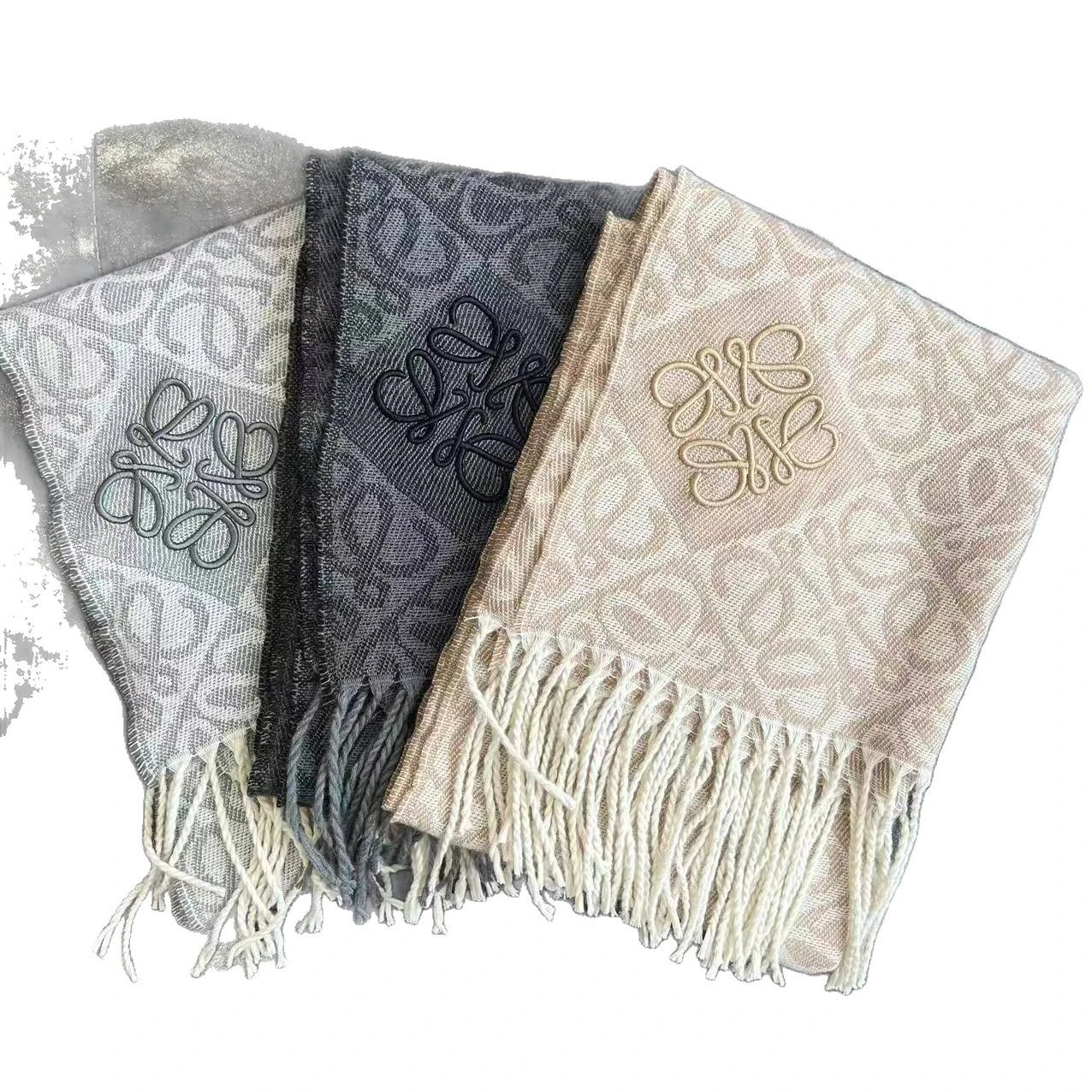 Loewe Scarves Anagram-pattern fringed scarf image 5