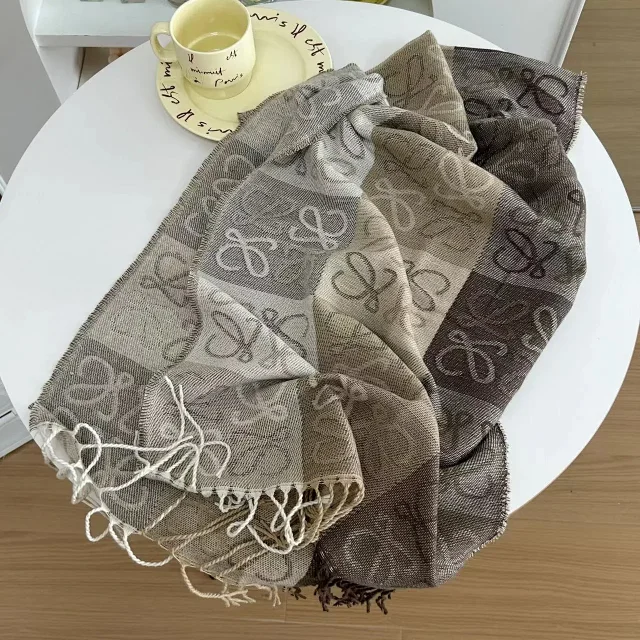 Loewe Scarves Anagram-pattern fringed scarf product detail image 3
