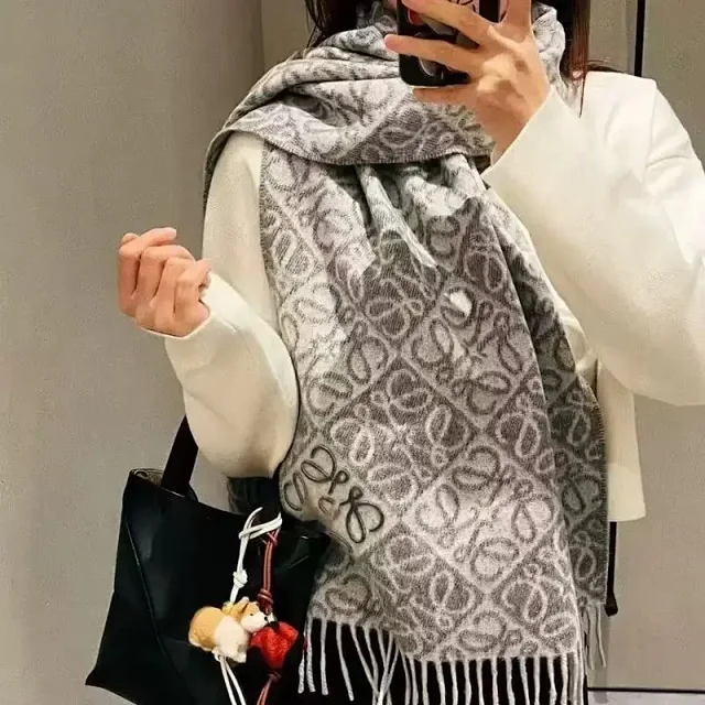 Loewe Scarves Anagram-pattern fringed scarf product detail image 26