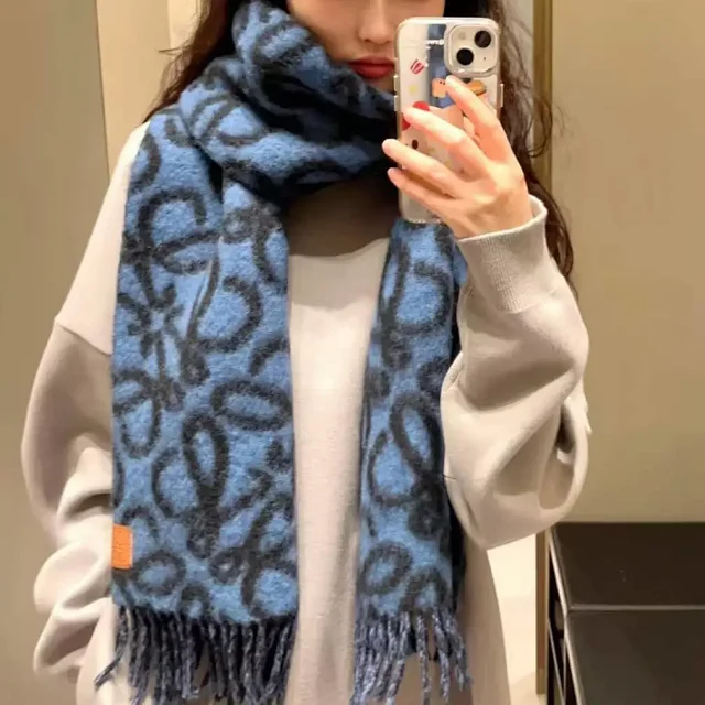 Loewe Scarves Anagram-pattern fringed scarf product detail image 19