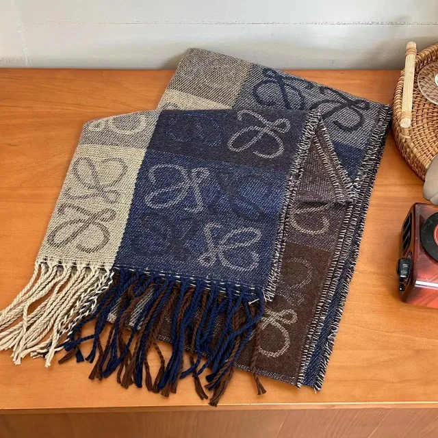 Loewe Scarves Anagram-pattern fringed scarf product detail image 6