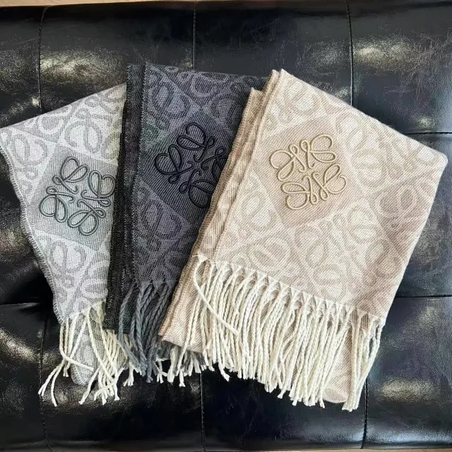 Loewe Scarves Anagram-pattern fringed scarf product detail image 24