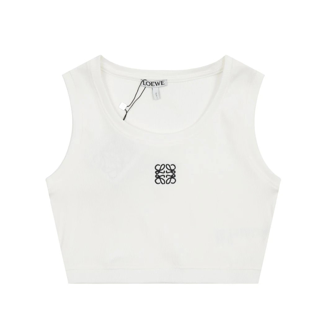 Loewe Knitwear Ribbed Cropped Tank Top with Anagram Embroidery image 2