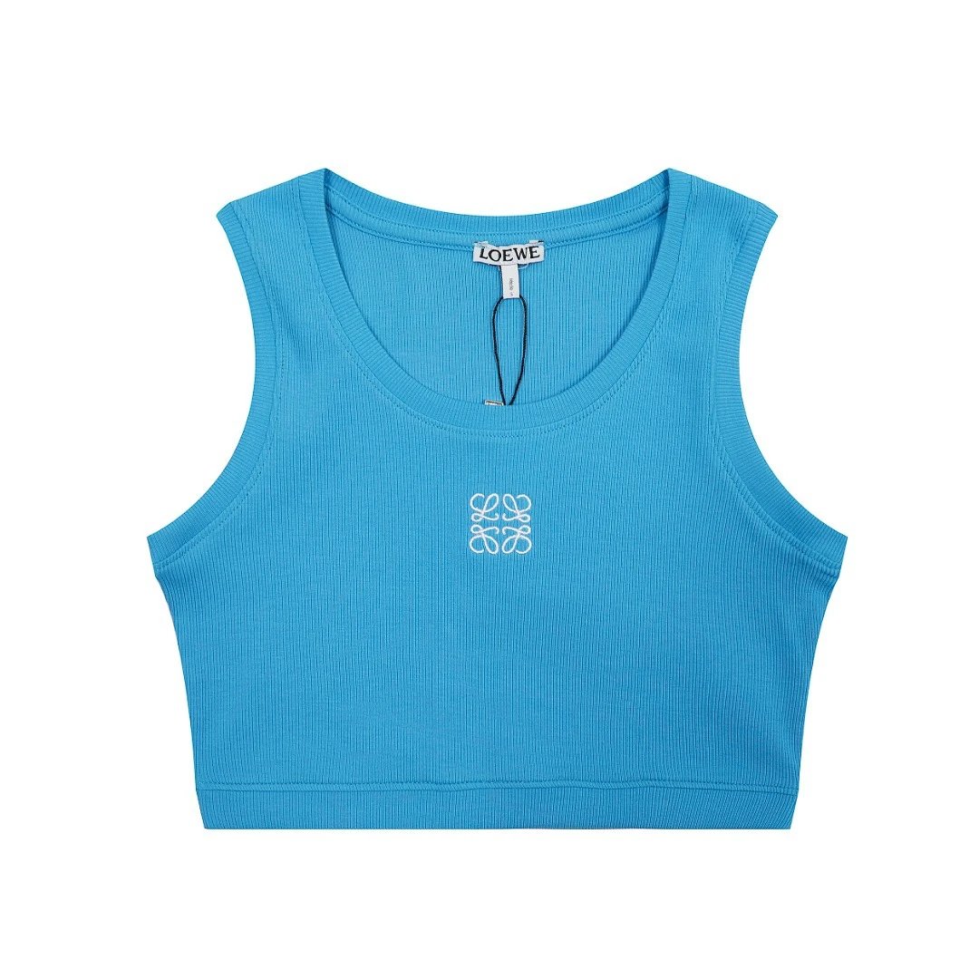 Loewe Knitwear Ribbed Cropped Tank Top with Anagram Embroidery image 5