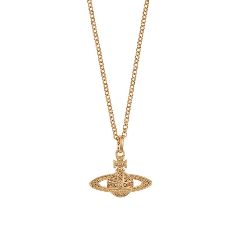 Unbranded Jewelry Orb and Cross Pendant Necklace — Saturn Necklace (Gold)
