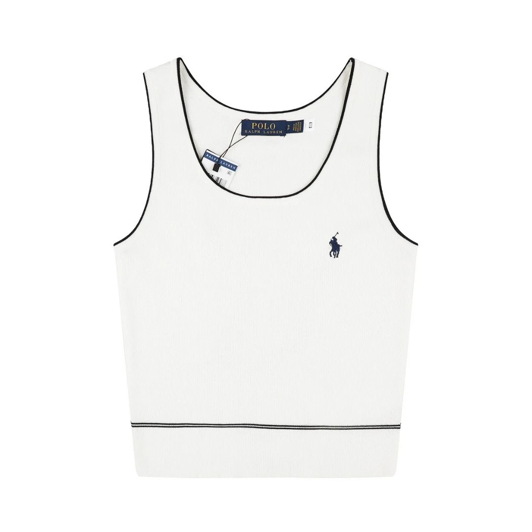 Ralph Lauren Knitwear Rib-Knit Tank Top with Contrast Piping and Embroidered Pony image 2