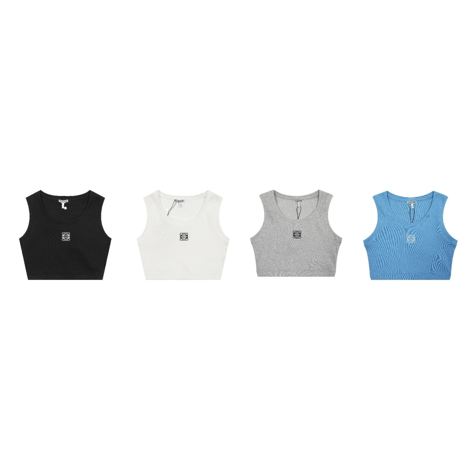Loewe Knitwear Ribbed Cropped Tank Top with Anagram Embroidery image 1