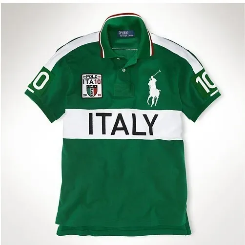 Polo Ralph Lauren Italy Polo Shirt Green / White Tops Polo - 1