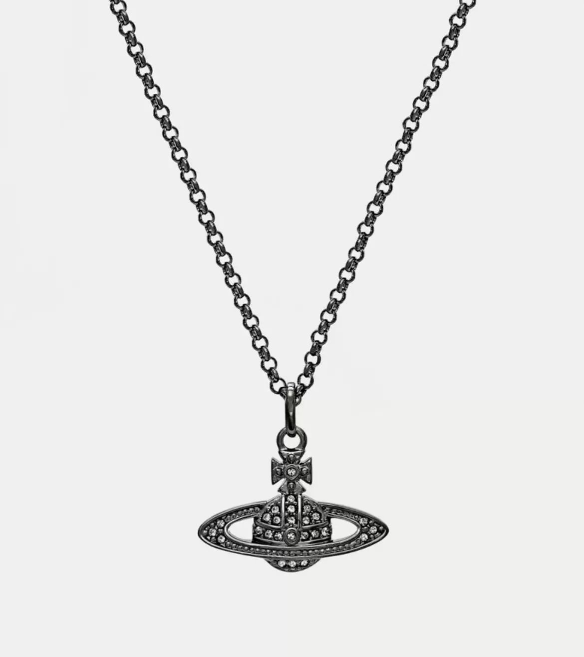 Unbranded Jewelry Orb and Cross Pendant Necklace — Saturn Necklace (Gun Black)