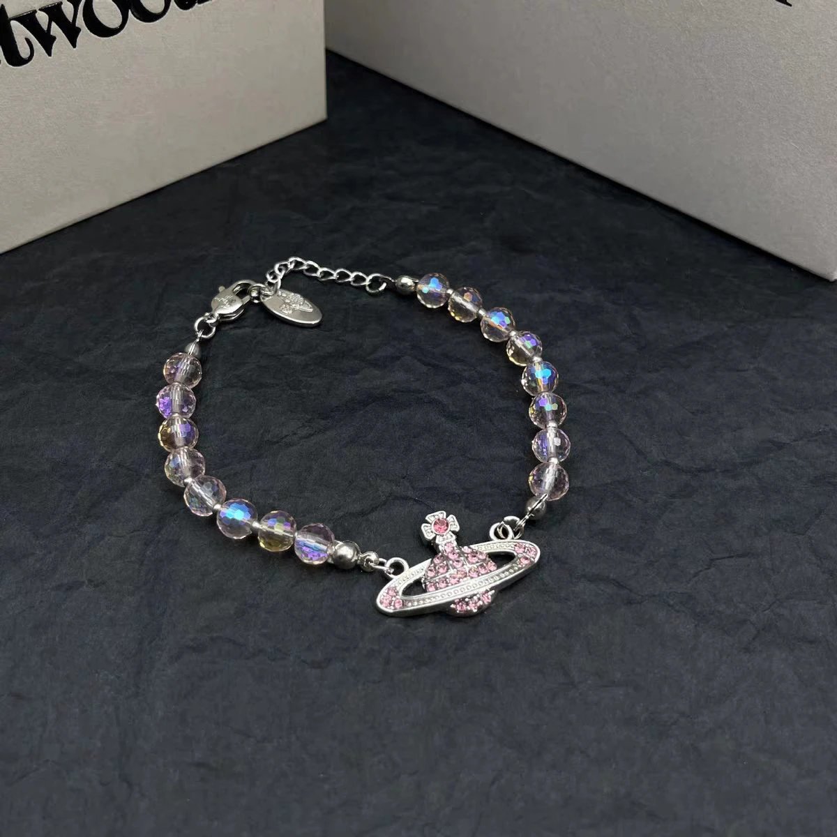 Unbranded Jewelry Orb and Cross Pendant Necklace — Rose Quartz Saturn Bracelet