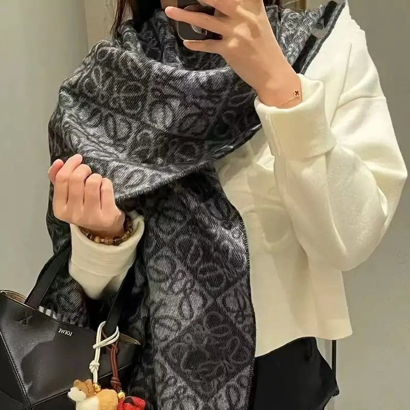 Loewe Scarves Anagram-pattern fringed scarf image 2
