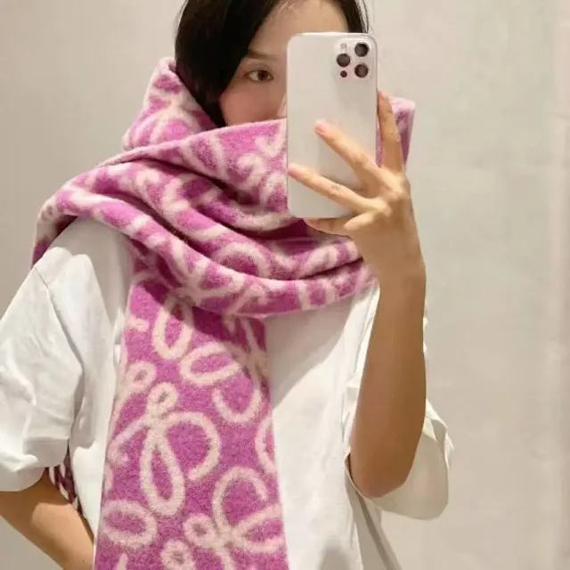 Loewe Scarves Anagram-pattern fringed scarf product detail image 17