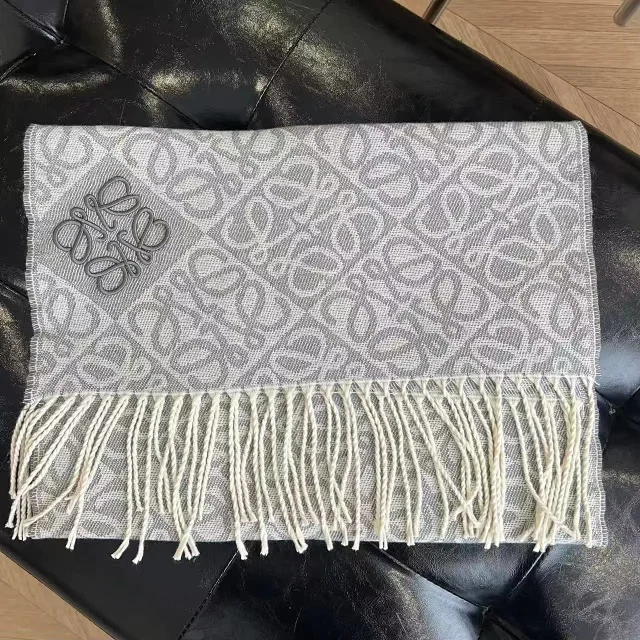 Loewe Scarves Anagram-pattern fringed scarf product detail image 22