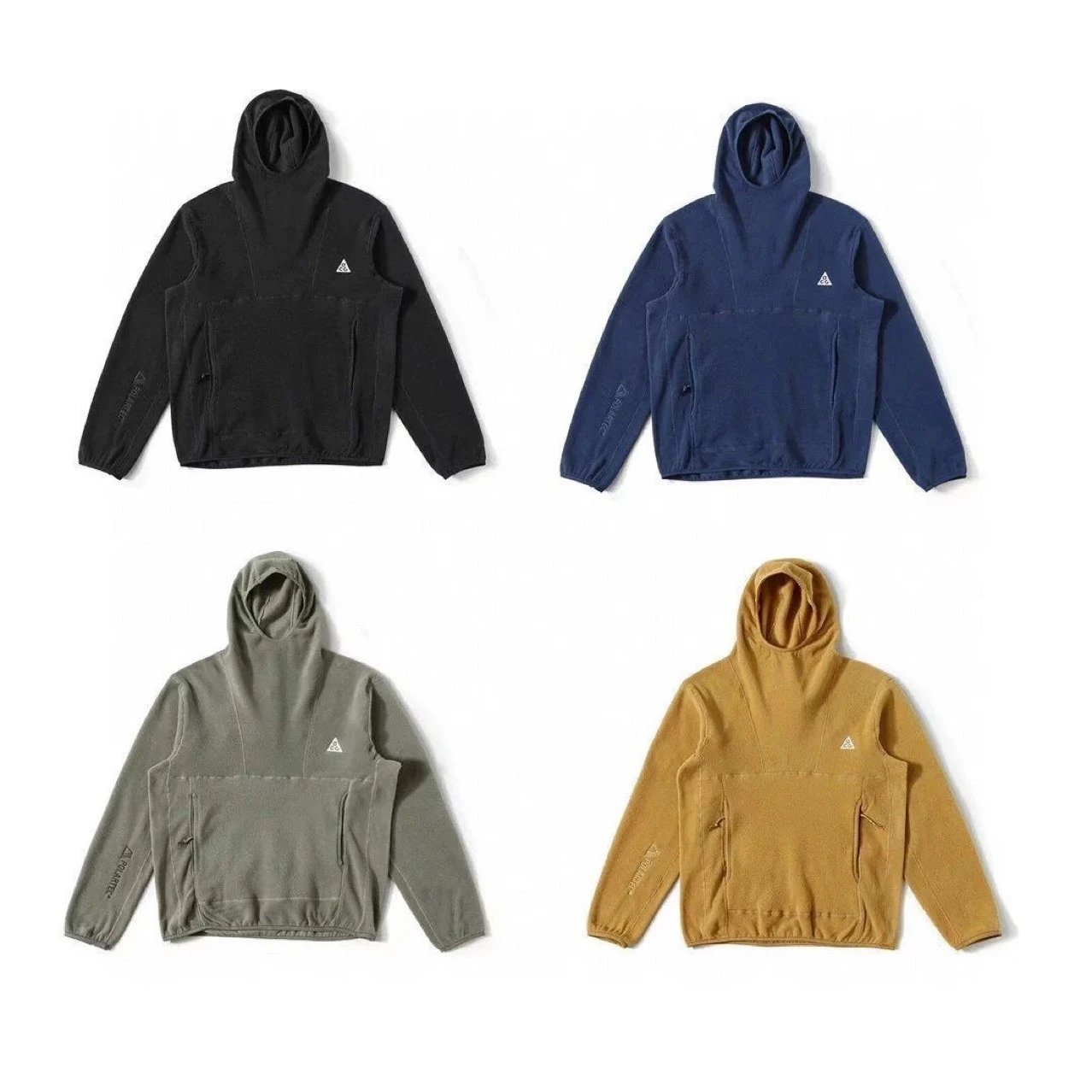 Adidas Black Blue Olive Yellow Hooded Fleece Pullover