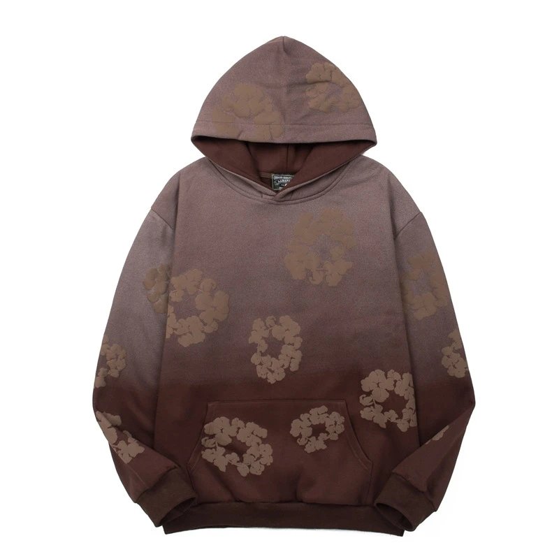 Design Floral Embossed Gradient Blue Hoodie - 10