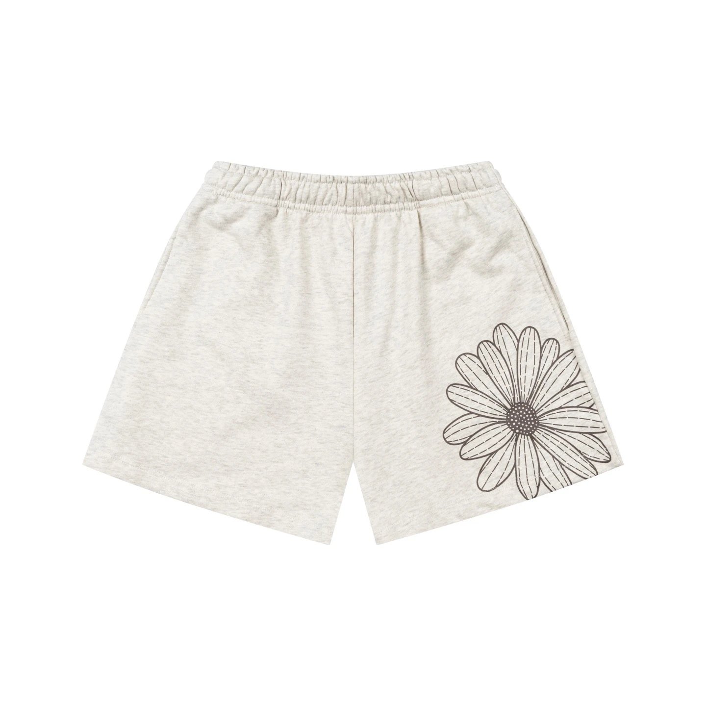 Unbranded Shorts Elastic-Waist Daisy Graphic — Oat Brown