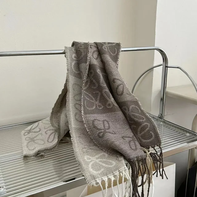 Loewe Scarves Anagram-pattern fringed scarf product detail image 9