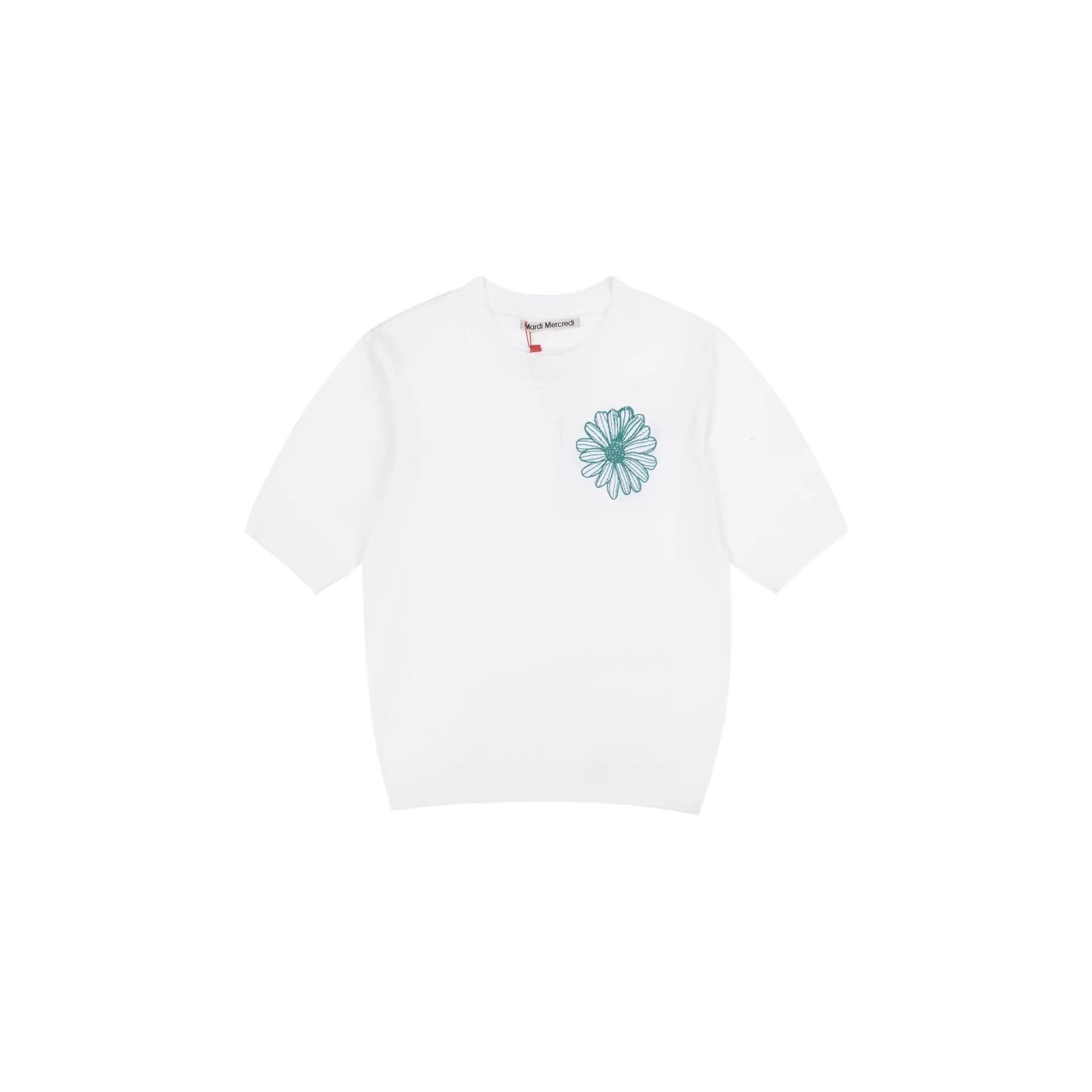 Mardi Mercredi Knitwear Daisy Embroidered Short-Sleeve Knit Top image 2