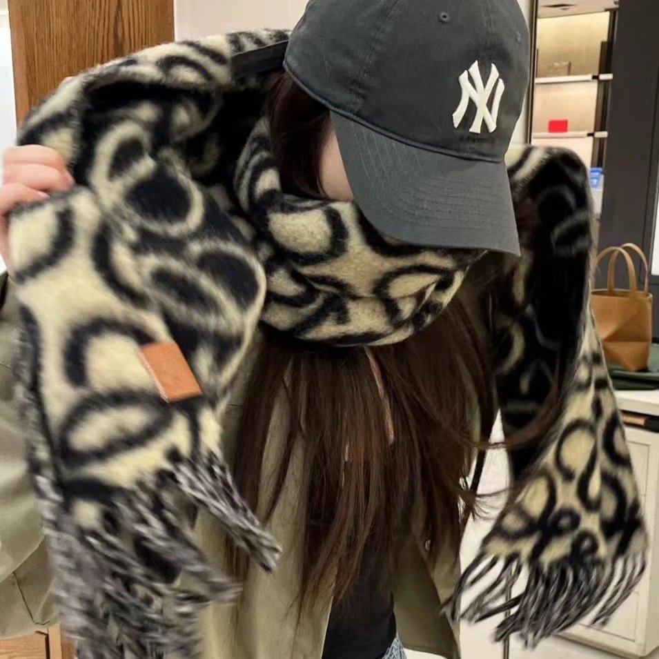 Loewe Scarves Anagram-pattern fringed scarf variant SOURCE-sku:131584957289