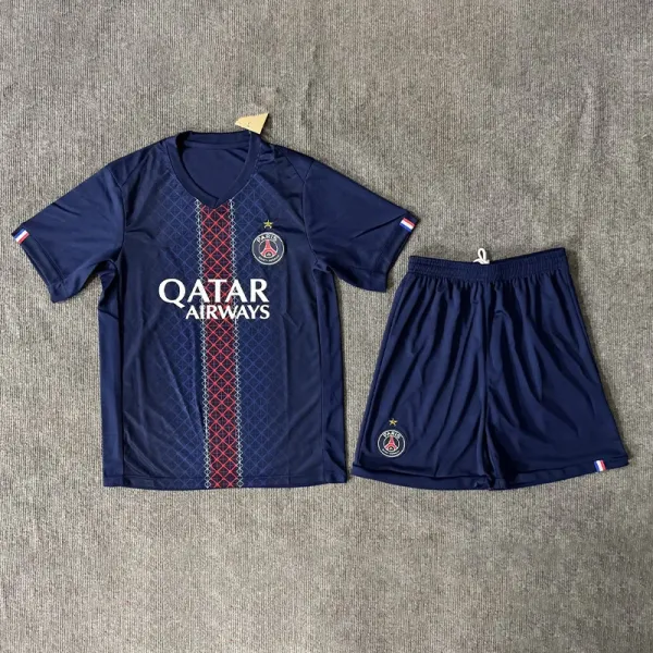 Paris Saint-Germain 2023-24 Home Kit Navy Blue Jersey and Shorts Set - 1